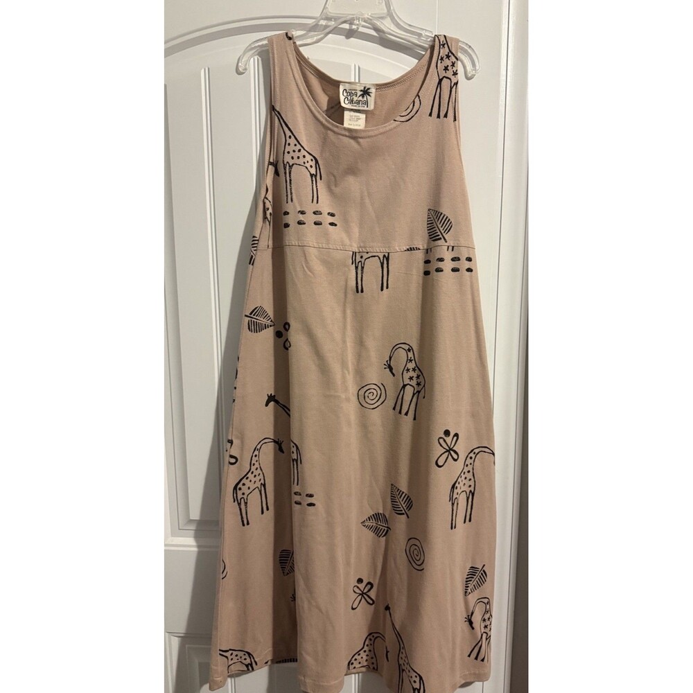 Vintage Copa Cabana Giraffe Print Maxi Dress Womens M Black Gold Made in USA